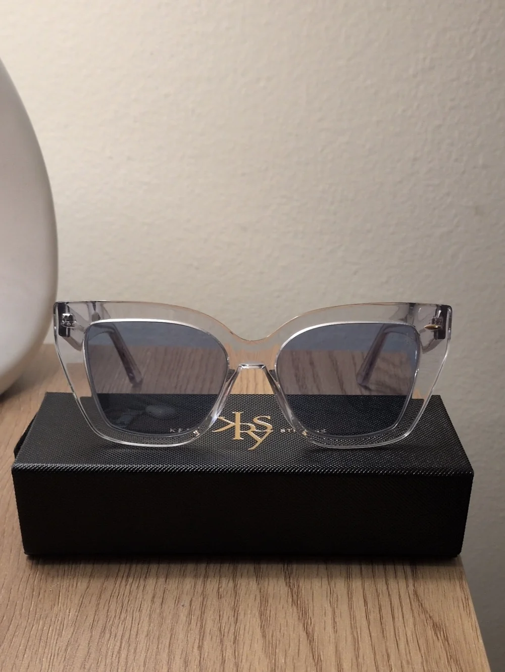 Clear Frame Women's Sunglasses with Blue-Tinted Lenses